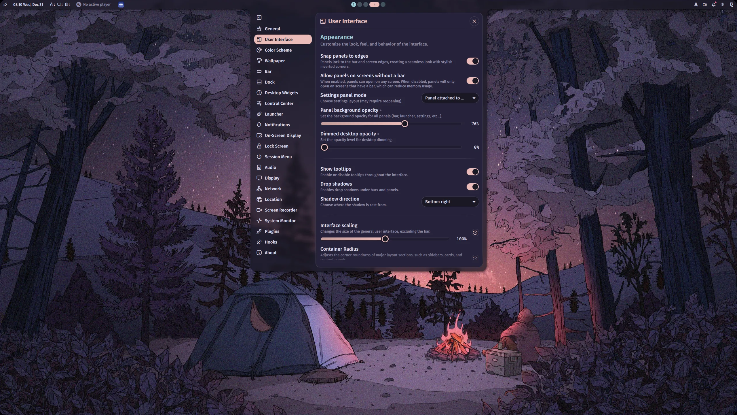 Blurred bar and panels